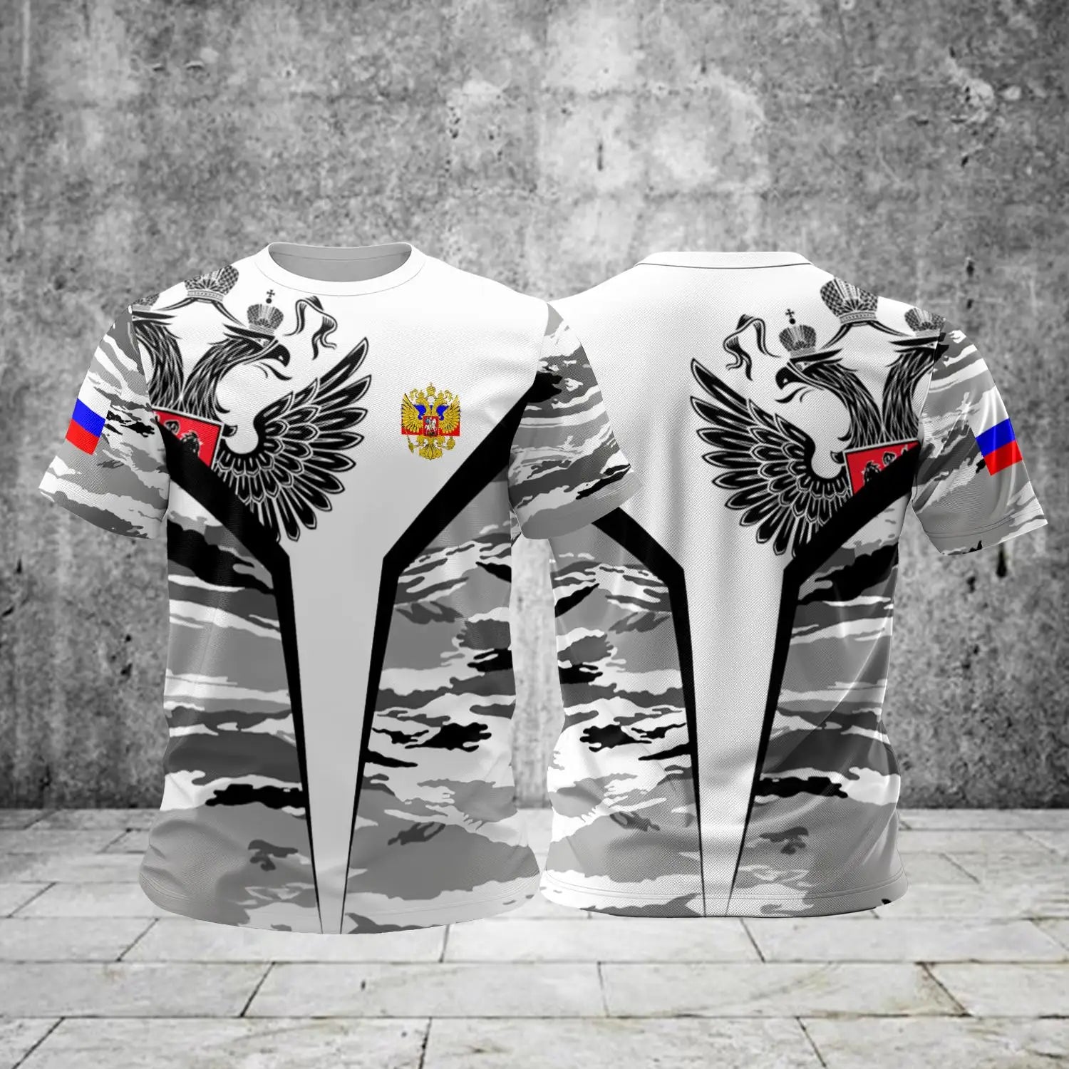 Russia Men's T-shirts Casual Loose Round Neck Russian Flag Short Sleeved Tops Tees Men's Clothing Oversized T-shirt Streetwear