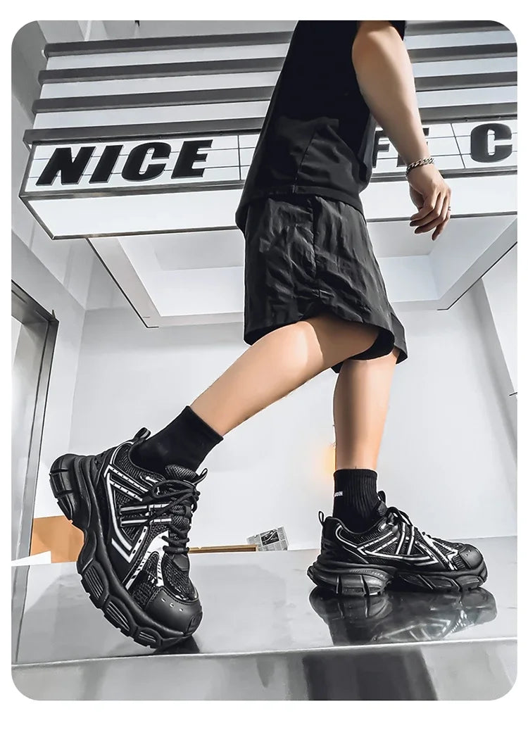 Men's Shoes Spring Leisure Breathable Men's Lightweight Thick Sole Increase Trendy Sneaker New Running Sneakers Versatile