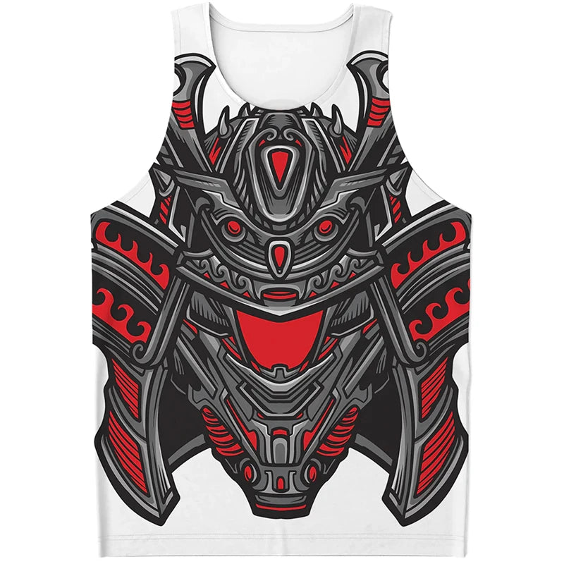 Fashion Japanese Samurai Graphic Mens Tank Tops Summer Trend Streetwear 3D Printed Sleeveless T Shirts Loose Harajuku Kids Vest