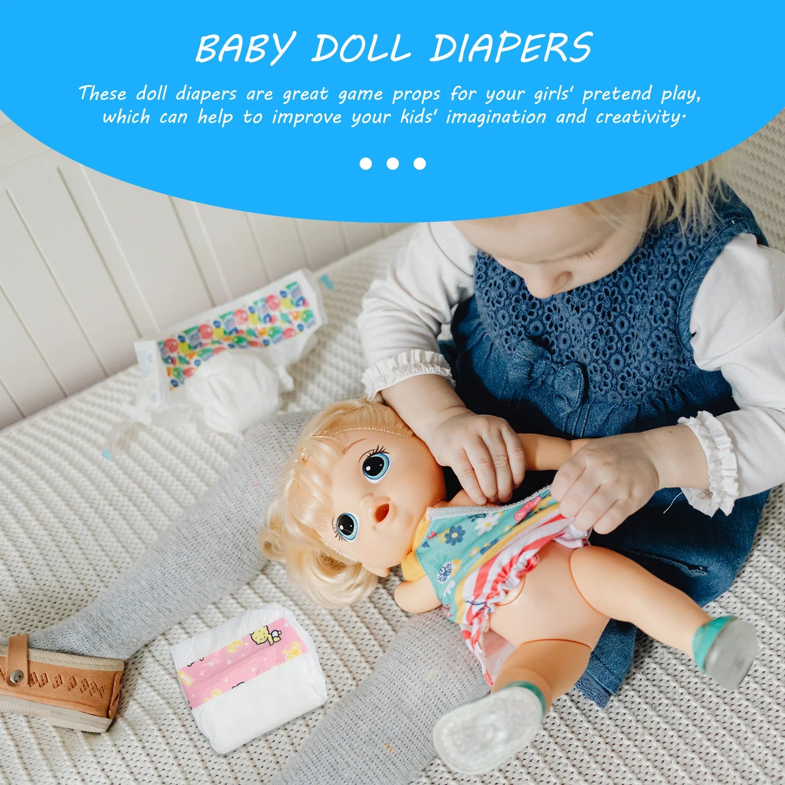 3 Pcs Diapers Toys Accessories Decorative Kids Pretend Play Baby Diapers Nappies For Dress Up Accessories Diapers