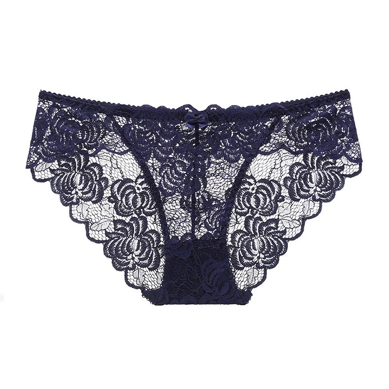 Sexy Lace Underwear Women Ultra-thin Transparent Lace Oversized Panties Female Underwear with Buttocks Low Waist Triangle Bottom