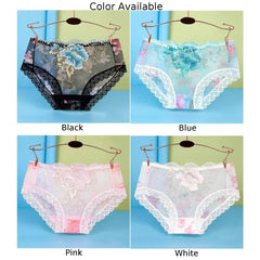 Women Sexy Lace Seamless Underwear Ladies Print Embroidery Underpant Transparent Briefs Panties Plus Size