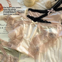 French Lace Underwear Pure Cotton Crotch Satin Sexy Triangle Panties Women's Innerwear Comfortable Breathable Ladies Briefs