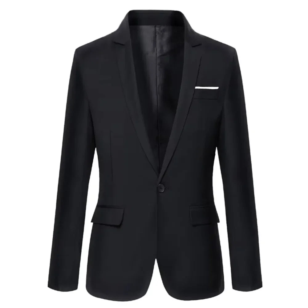 Men Blazer Single Button Cardigan Full Sleeve Slim Fit Turn Down Collar Top Blazer Solid Smart Casual Outwear Spring 2025