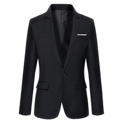 Men Blazer Single Button Cardigan Full Sleeve Slim Fit Turn Down Collar Top Blazer Solid Smart Casual Outwear Spring 2025