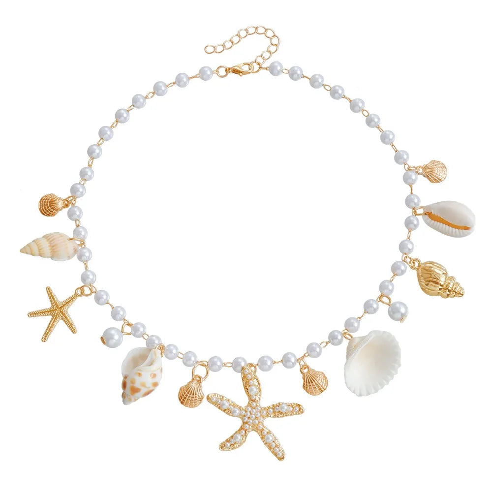 Fashion Bohemian Waist Chain Sea Star Starfish Shell Pendant Shell Waist Link Beach Bikini Alloy Jewelry Accessories for Women