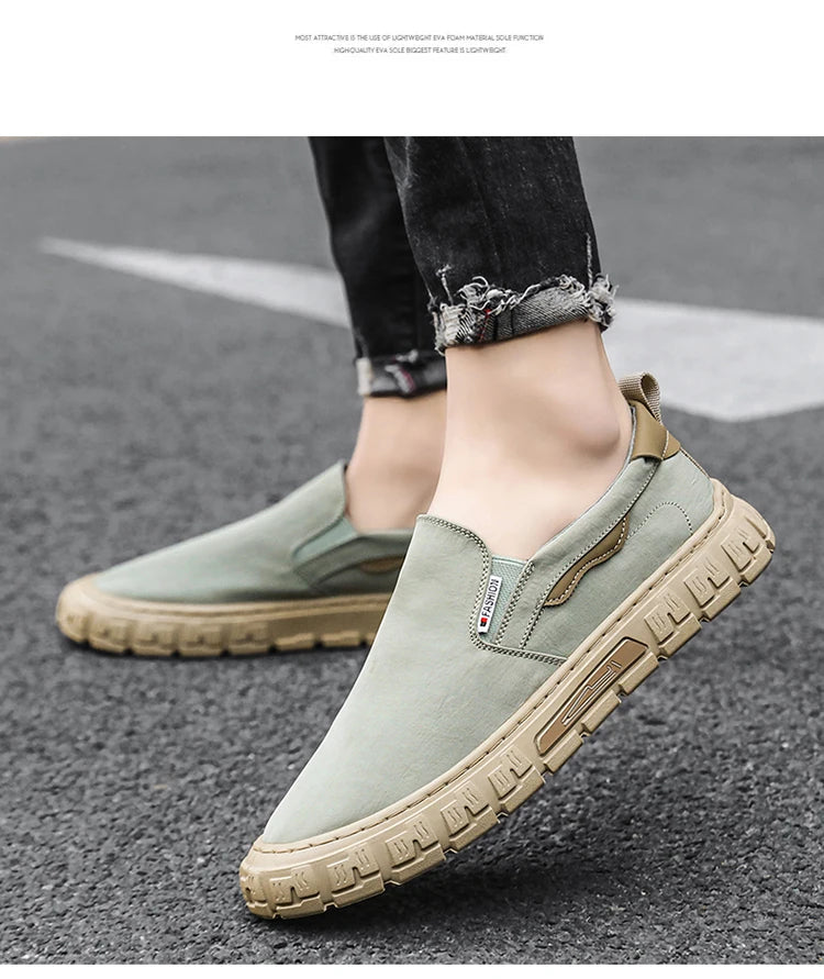 Men's shoes - Autumn thick-soled casual lightweight thick-soled loafers with leather upper, sport shoes