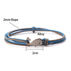 New Whale Bracelet For Men Bilayer Sliding Adjustable Summer Beach Surfer Nautical String Braslet Vacatio Leisure Accessories