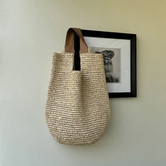 Women Beach Vintage Handmade Woven Shoulder Bag Raffia Rattan Shopping Bags Bohemian Ladies Summer Travel Vacation Casual Totes