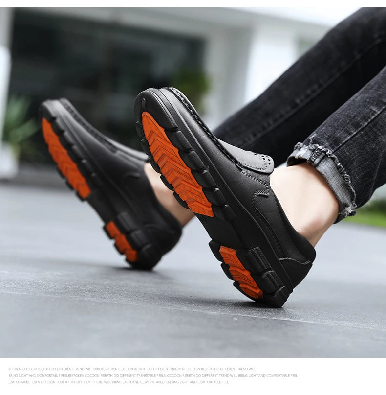 Men's new chef shoes fashion breathable waterproof anti slip four season hotel kitchen work comfortable soft soled walking shoes