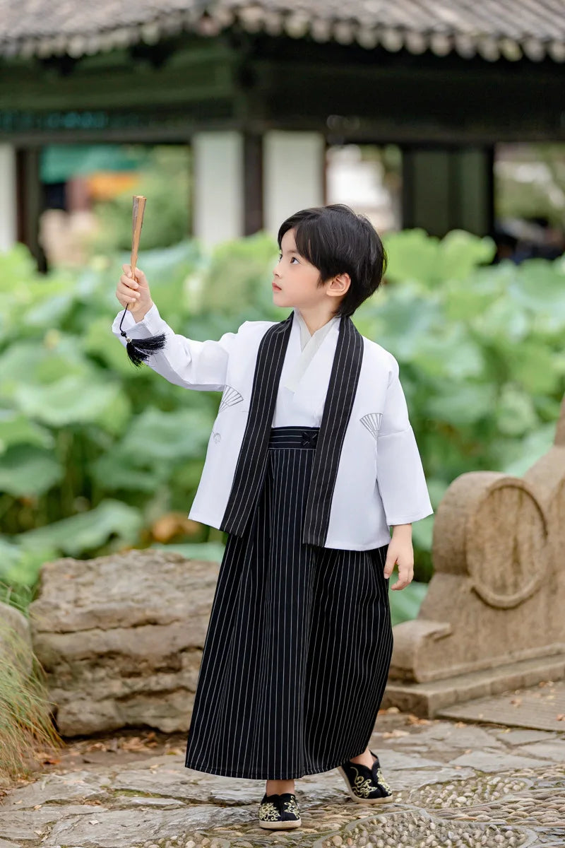 Kids Japanese Traditional Costume Kimono Children's Samurai Clothes Boys Cardigan Kimono Sets Child Stage Performance Clothing