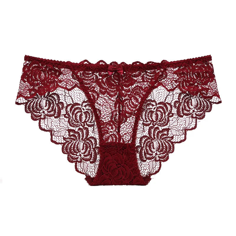 Sexy Lace Underwear Women Ultra-thin Transparent Lace Oversized Panties Female Underwear with Buttocks Low Waist Triangle Bottom