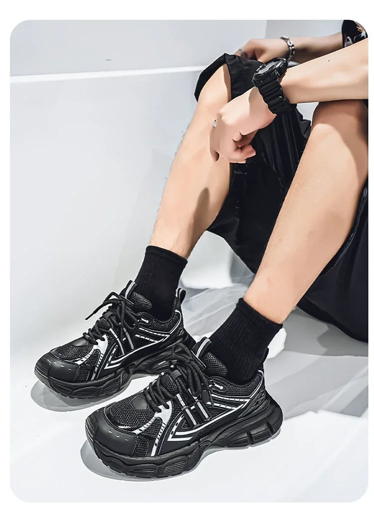 Men's Shoes Spring Leisure Breathable Men's Lightweight Thick Sole Increase Trendy Sneaker New Running Sneakers Versatile