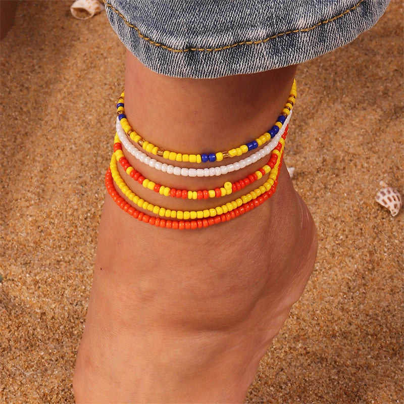 Bohemian Colorful Handmade Beads Anklets for Women Summer Beach Ankle Bracelet Foot Leg Chain Female Girls Jewelry Accessories