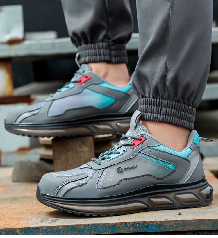 Men's Safety Shoes Steel Toe Soft Soled Women Male Sneakers Lightweight Air Cushion Working Footwears Protection Anti Smashing