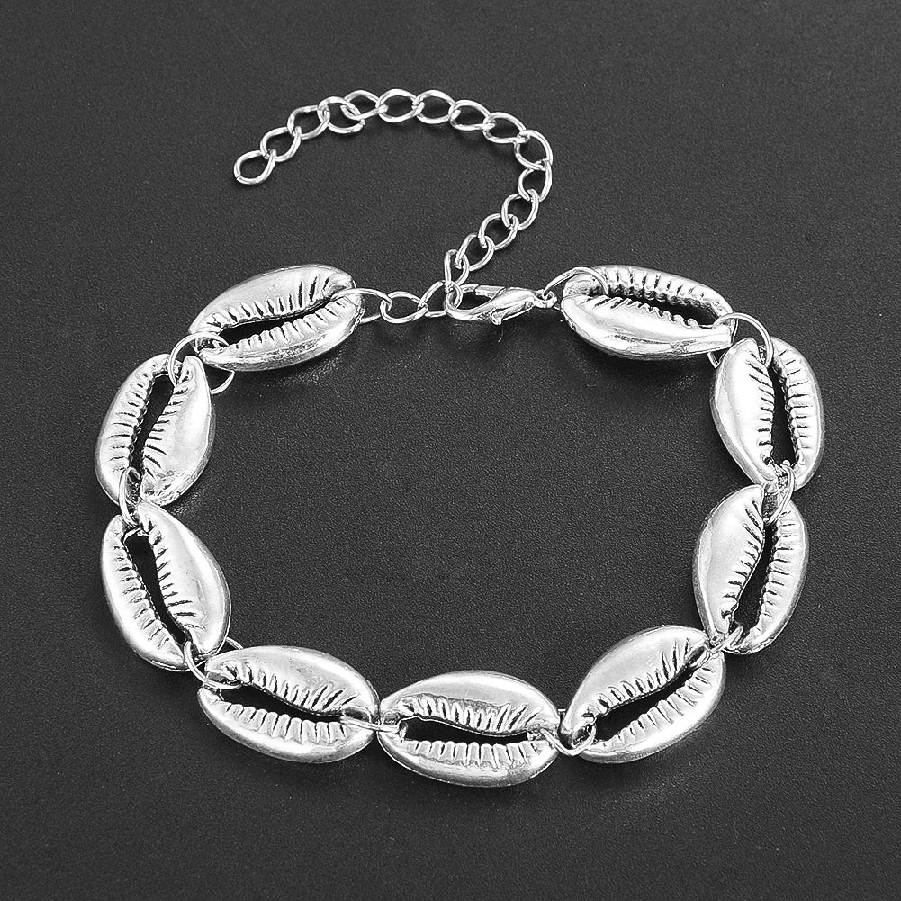 Bohemian Alloy Sea Shell Beads Bracelet for Women Adjustable Rope Bangle Ocean Wristband Statement Summer Beach Jewelry Gifts