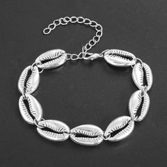 Bohemian Alloy Sea Shell Beads Bracelet for Women Adjustable Rope Bangle Ocean Wristband Statement Summer Beach Jewelry Gifts