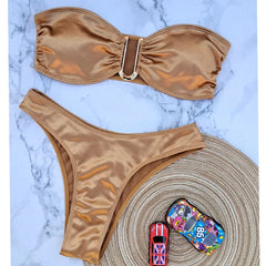 12 Color 2024 New Sexy Bandeau Bikini Women Swimwear Female Swimsuit Two-pieces Bikini Set Padded Bather Bathing Suit Swim