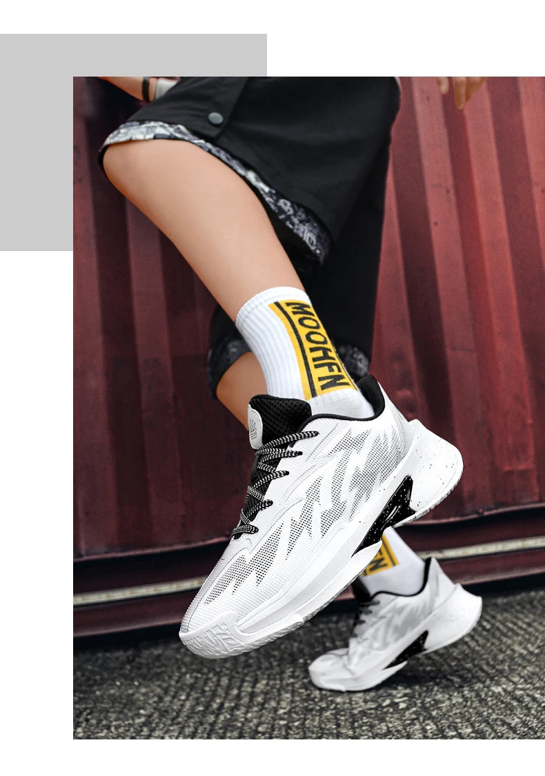 Basketball Shoes for Men and Women, Lightweight Mesh Breathable Non-Slip Wear-Resistant Shock-Absorbing Practical Soft-Soled Stu