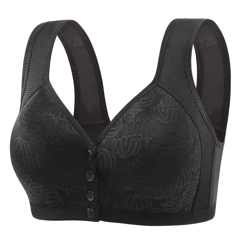 Women Large Size Underwear 36-46 B/C Middle Aged Bras for Women Wireless Front Buckle Bralette Tops Floral Wireless Brassiere