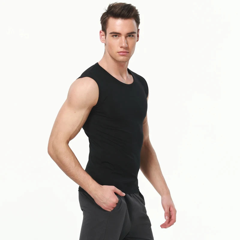 Four Seasons Slim Men's Pure Cotton Vest Simple Fashion Sports Vest Youth Fitness Training Play Sleeveless Round Neck T