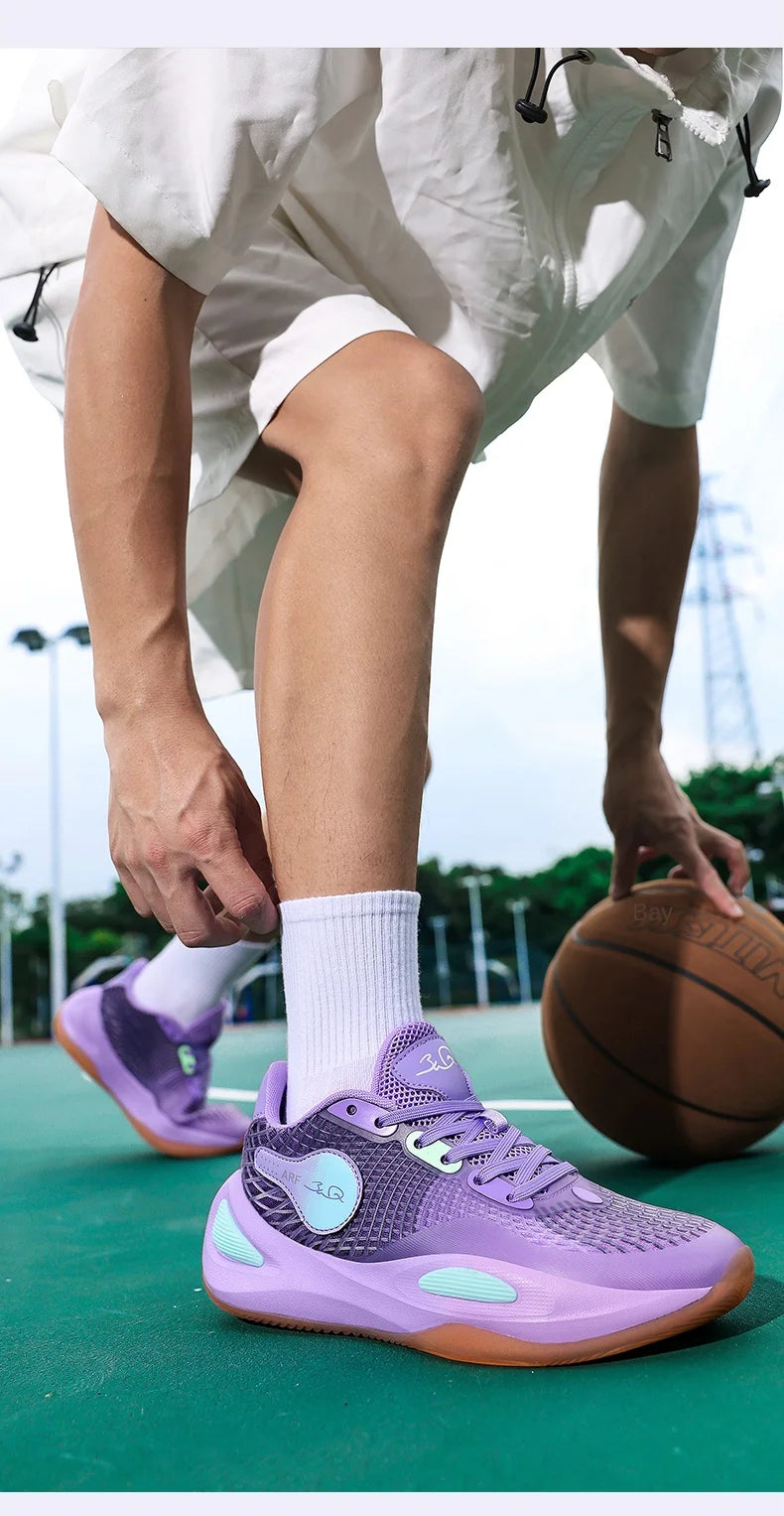 Basketball Shoes for Men and Women in Summer Mesh Breathable Lightweight Soft Sole Low-Top Shock-Absorbing Anti-Slip Wear-Resist