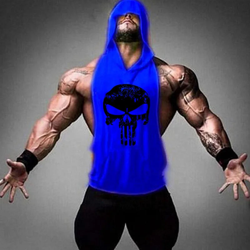 Bodybuilding Tank Tops Men Gym Fitness Cotton Hooded Vest Sleeveless Shirt Workout Hoodie Summer Casual Fashion Singlet Clothing
