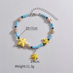 Boho Starfish Conch Beaded Anklets For Women Chains Adjustable Ankle Bracelet Beach Seasides Jewelry Summer Vacation Accessories