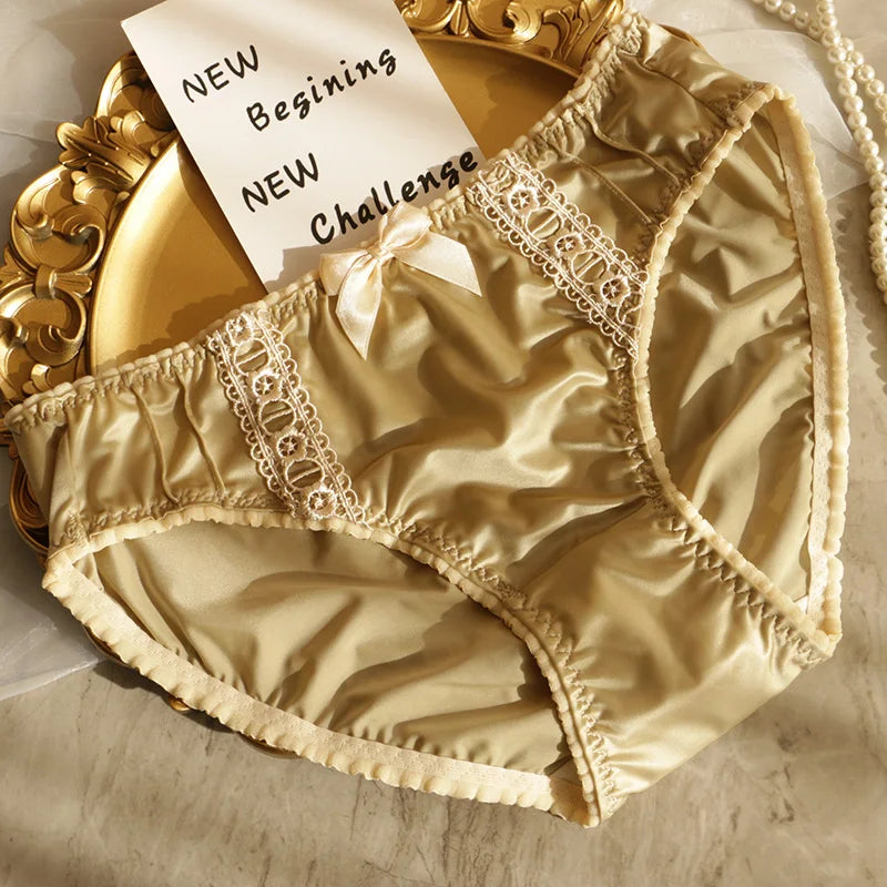 Satin Women's Underwear Mid-Waist Comfortable Butt Covering e Pants Youth Size Large Casual Home Clothes