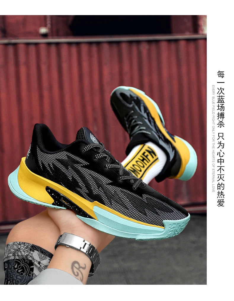 Basketball Shoes for Men and Women, Lightweight Mesh Breathable Non-Slip Wear-Resistant Shock-Absorbing Practical Soft-Soled Stu
