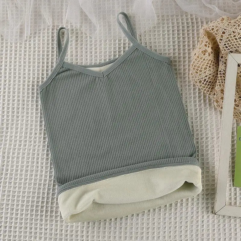 נשים חורף חם תחתונים מוצק צבע תרמי מזדמן Nightwear סקסי גמישות נשית דקה קטיפה חולצת טריקו ללא שרוולים חולצות