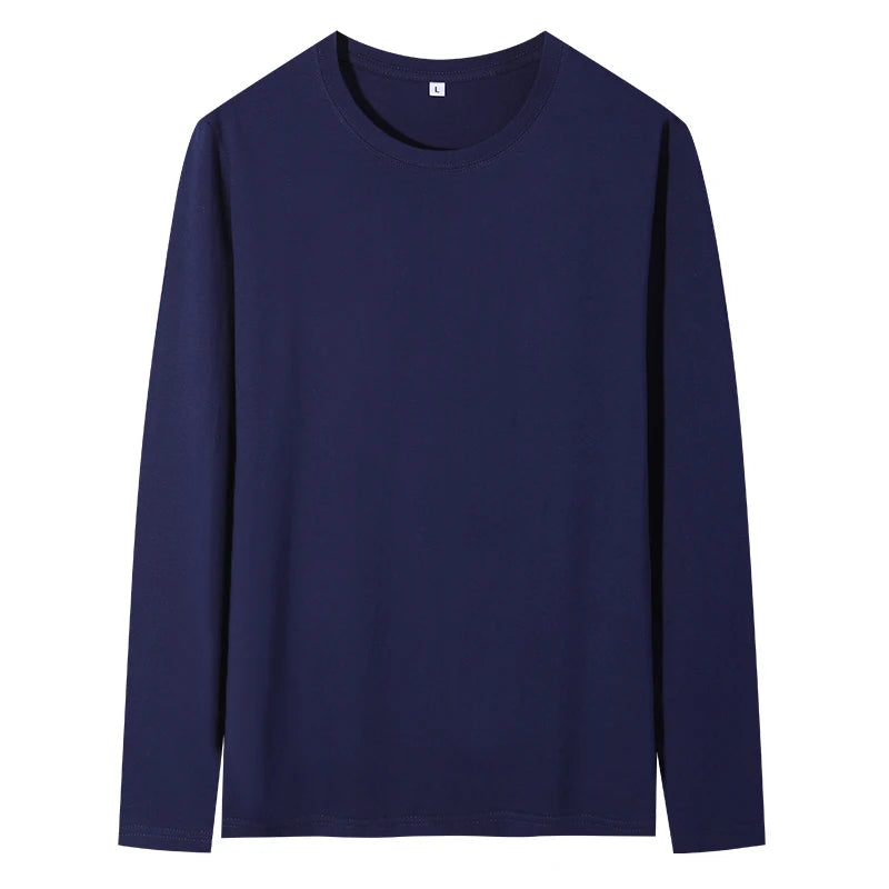 2025 Spring Summer Mens O-Neck T-Shirt Long Sleeve T Shirt Male Solid Tshirt Man Clothing Breathable Men Tops Tees