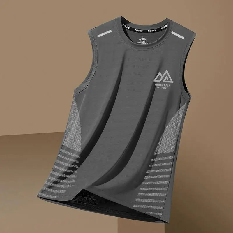 Summer men's quick drying breathable vest sports fitness base shirt wide shoulder training sleeveless Sweatwicking T-shirt top