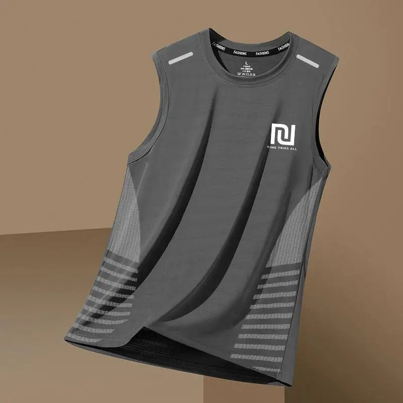 Summer men's quick drying breathable vest sports fitness base shirt wide shoulder training sleeveless Sweatwicking T-shirt top