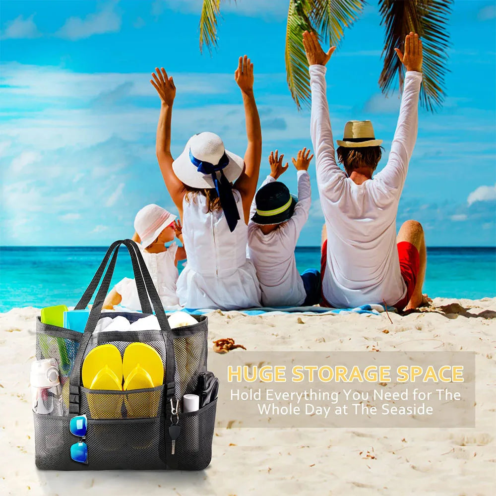 Mesh Beach Bag Waterproof Sandproof - Large Tote Pool Bag for Women Vacation Essentials Beach Accessories