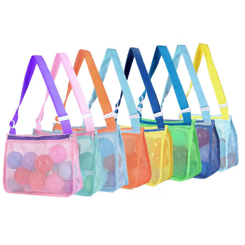 Beach Toy Mesh Bag Kids Shell Storage Bag Beach Toy Seashell Bag Mesh Pool Bag Sand Toys Swimming Accessories for Boys and Girls