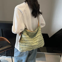 2025 Women Boho Straw Tote Bag Stylish Beach Shoulder Purse Spacious Woven Crossbody