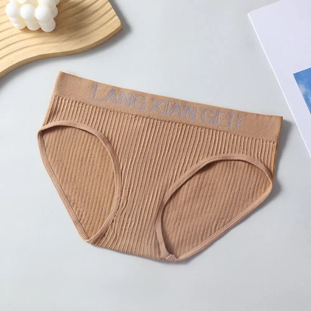 5Pcs Comfortable Letter Simple Panties Mid Waist Underpants Seamless Underwear Briefs Cotton Crotch Underwear for Women Lady