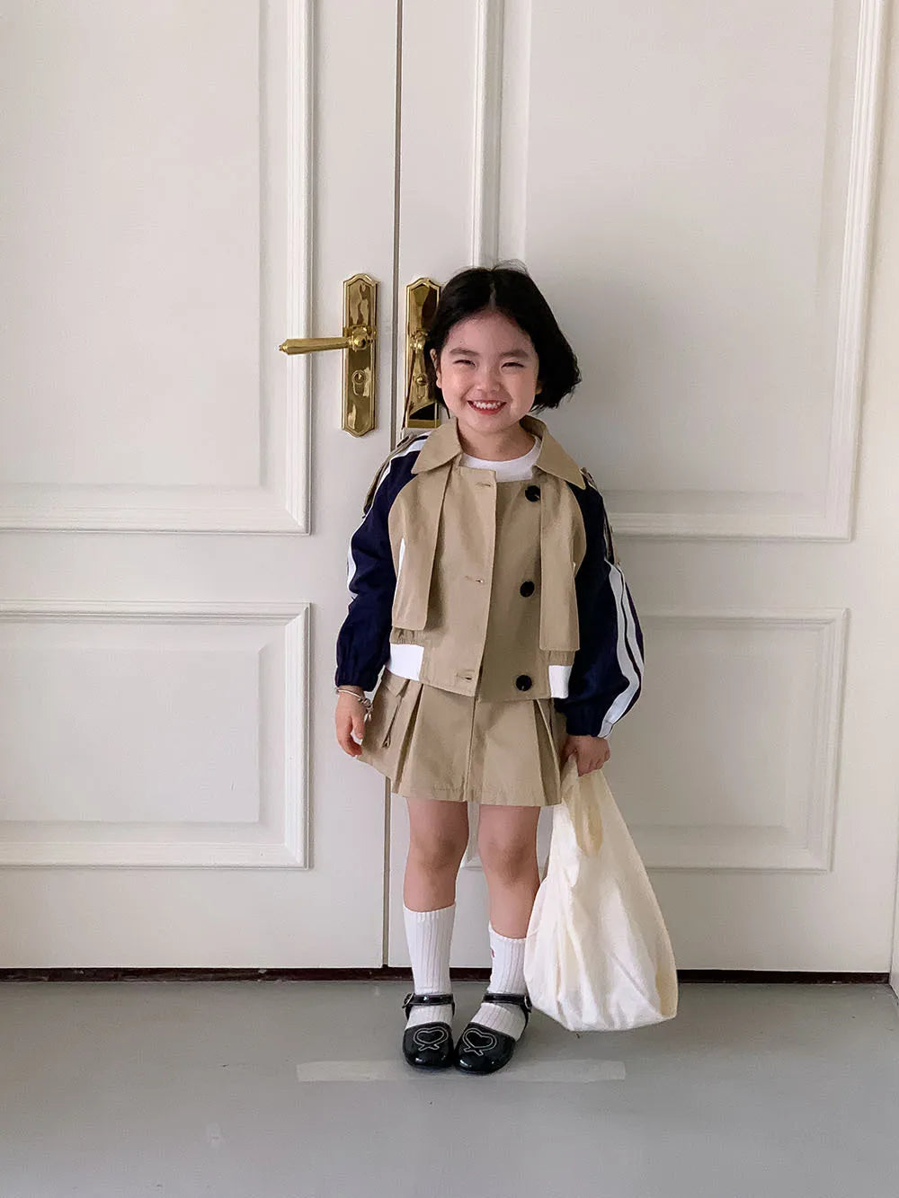 Children Clothing Set Girls Korean Style 2024 New Fashionable Spring and Autumn Suits Girls Baby Coat Short Skirt Two Piece Set