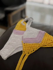 High Quality Cotton Crochet Micro Bikinis Set Cute Bathing Suit Women Chevron Swimwear Brazil Side Tie Bottom Sexy Nice Swimsuit