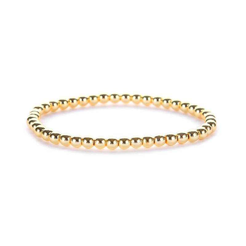 New Fashion Accessories Women' Gifts Simple Smooth Round Beads Black Ore Plated 14k Gold Elastic Hand Beads Multi-layer Bracelet