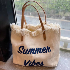 Canvas Women Handbags Large Tote Beach Bag Shopping Bags Underarm Shoulder Bag For Female Casual Top-Handle Bags