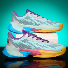 Basketball Shoes for Men and Women, Lightweight Mesh Breathable Non-Slip Wear-Resistant Shock-Absorbing Practical Soft-Soled Stu