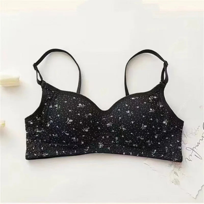 Lingerie No Rim Gathered Bra Fairy Sweet Cream Fufu Tube Top Preppy Style Students Small Bra