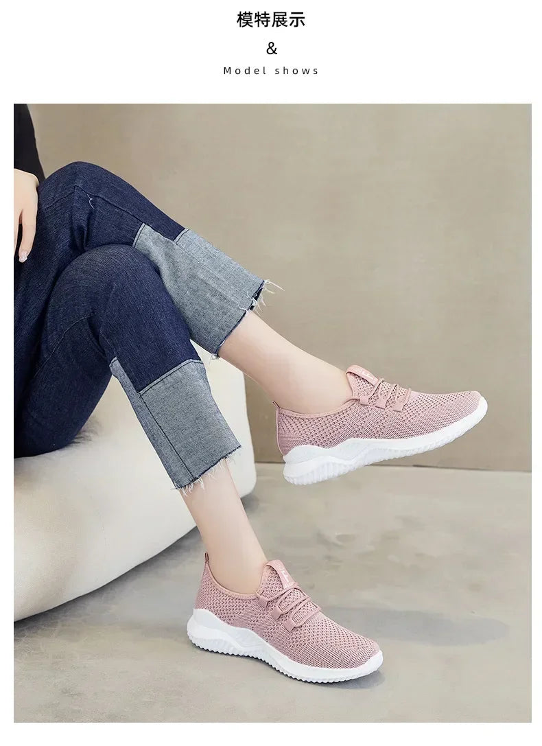 Shoes for Women 2024 New Casual Fashion Running Shoes Flying Woven Breathable Lady Casual Shoes Soft Sole Trend Fashion Sneakers