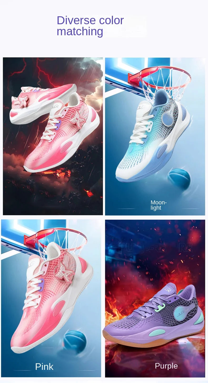 Basketball Shoes for Men and Women in Summer Mesh Breathable Lightweight Soft Sole Low-Top Shock-Absorbing Anti-Slip Wear-Resist