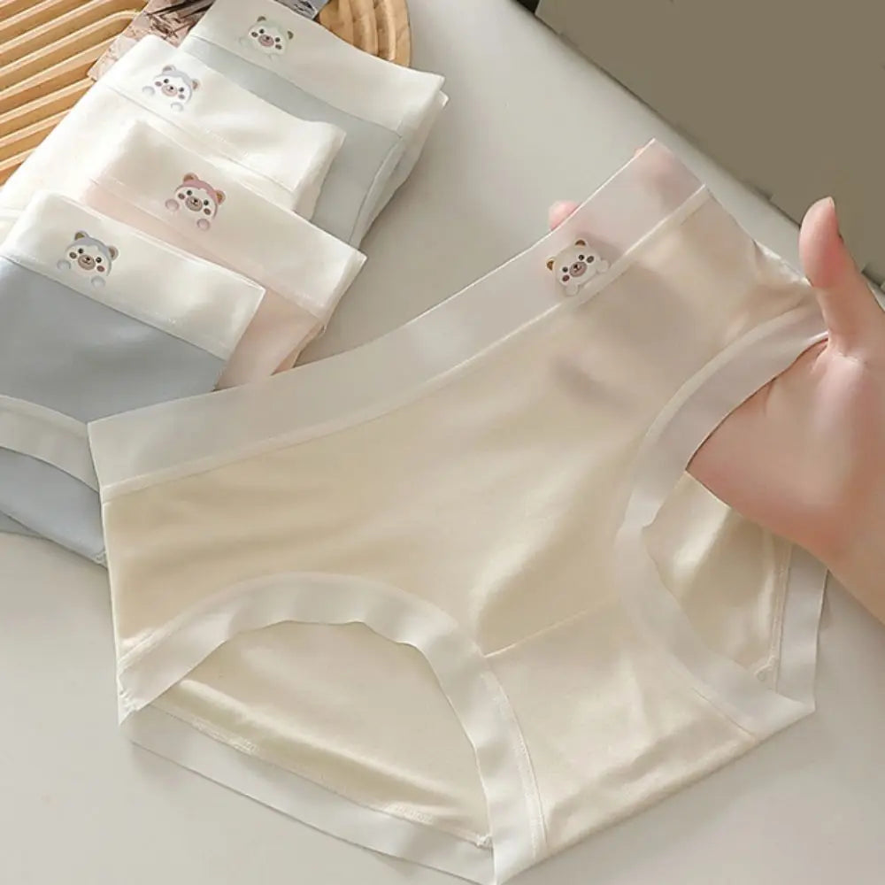 5PCS Soft Cute Panties for Women Underwear Female Lingerie Seamless Briefs Cotton Crotch Bear Underpants Gifts