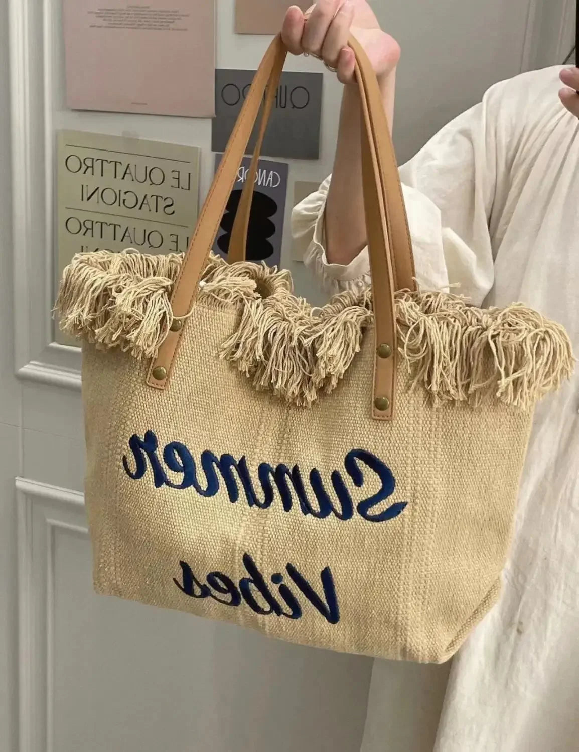 Canvas Women Handbags Large Tote Beach Bag Shopping Bags Underarm Shoulder Bag For Female Casual Top-Handle Bags