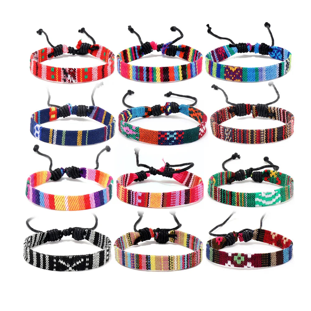 12Pcs Bohemian Surfer Beach Bracelet Set Men & Women Braided Boho Summer Bracelets Handmade Festival Jewelry Accessories