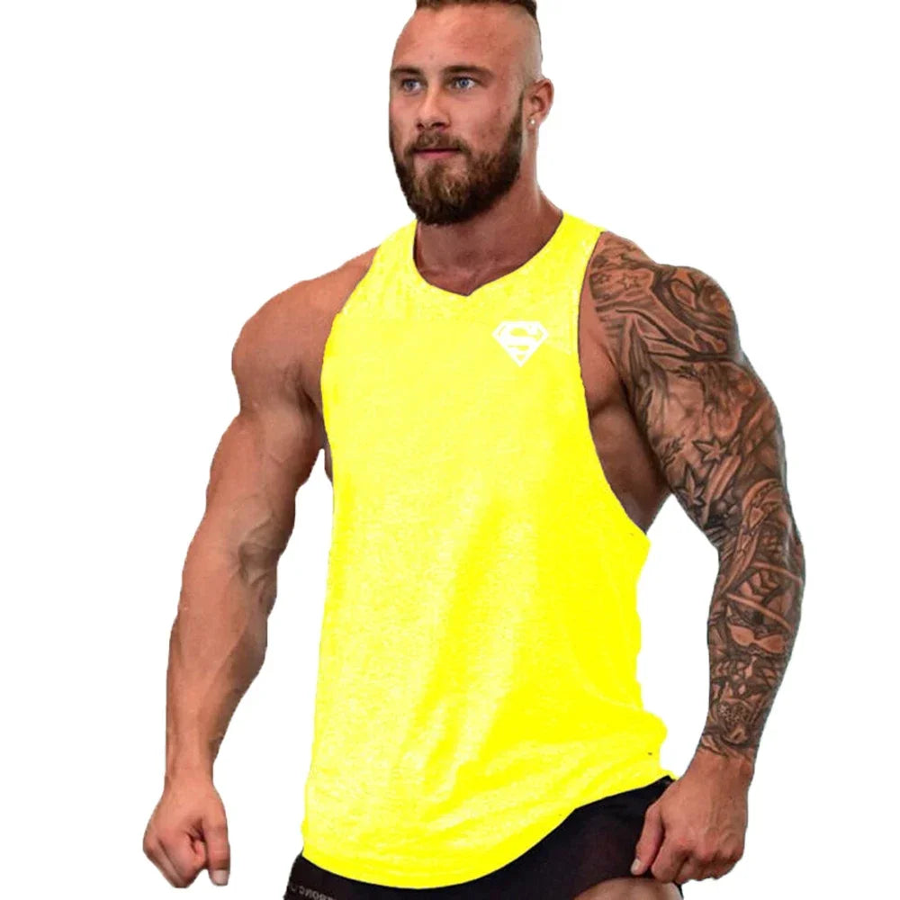 Men Bodybuilding Clothing Cotton Sleeveless Shirt Brand Gym Stringer Tank Top Man Fitness Vest Singlet Sportwear Workout Tanktop